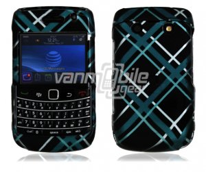 Light Blue/Black Design Hard Case for BlackBerry Bold 2 9700