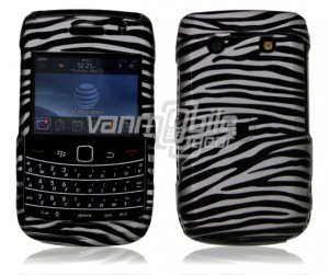 Silver/Black Hard Design 2-Pc Snap On Faceplate Case for BlackBerry Bold 9700