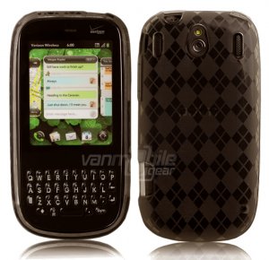 Gray/Smoke Argyle Design Hard 1-Pc Rubber Case for Palm Pixi (Plus)