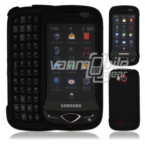 Black Hard "Rubberize" 2-Pc Snap On Plastic Faceplate Case for Samsung Reality U820 (Verizon)