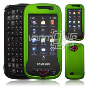 Green Hard "Rubberize" 2-Pc Snap On Plastic Faceplate Case for Samsung Reality U820 (Verizon)