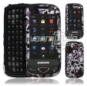 Black Skulls Design Hard 2-Pc Snap On Faceplate Case for Samsung Reality (Verizon Wireless)