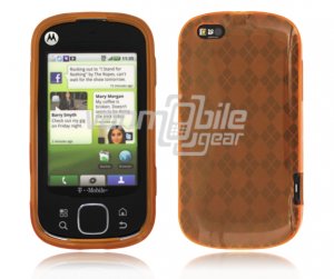 Orange Argyle Design 1-Pc Hard Rubber Skin Case for Motorola Cliq XT (T-Mobile)
