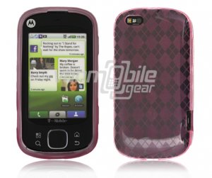 Pink Argyle Design 1-Pc Hard Rubber Skin Case for Motorola Cliq XT (T-Mobile)