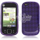 Purple Argyle Design 1-Pc Hard Rubber Skin Case for Motorola Cliq XT (T-Mobile)