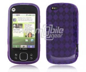 Purple Argyle Design 1-Pc Hard Rubber Skin Case for Motorola Cliq XT (T-Mobile)