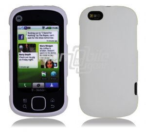 White Hard 2-Pc "Rubberized" Snap On Faceplate Case for Motorola Cliq XT (T-Mobile)