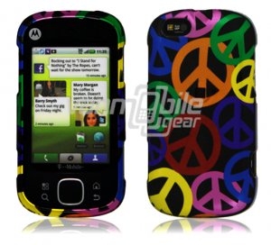 Peace Sign Design Hard 2-Pc Snap On Faceplate Case for Motorola Cliq XT (T-Mobile)