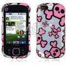 Silver/Pink Skulls Design Hard 2-Pc Snap On Faceplate Case for Motorola Cliq XT (T-Mobile)