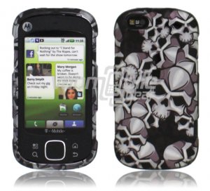Black Skulls Design Hard 2-Pc Snap On Faceplate Case for Motorola Cliq XT (T-Mobile)