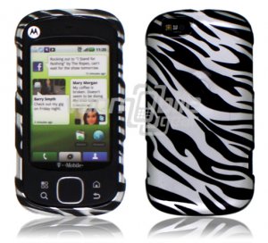 Black/Silver Zebra Design Hard 2-Pc Snap On Faceplate Case for Motorola Cliq XT (T-Mobile)