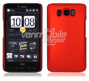 Red Hard 1-Pc Rubberized "Back/Rear" Case for HTC HD2 (T-Mobile)