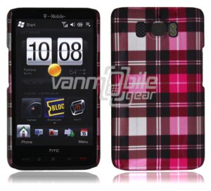 Pink Plaid Design Hard 1-Pc "Back/Rear" Case for HTC HD2 (T-Mobile)