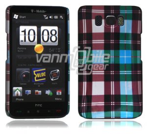 Blue Plaid Design Hard 1-Pc "Back/Rear" Case for HTC HD2 (T-Mobile)