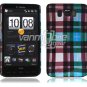 Blue Plaid Design Hard 1-Pc "Back/Rear" Case for HTC HD2 (T-Mobile)