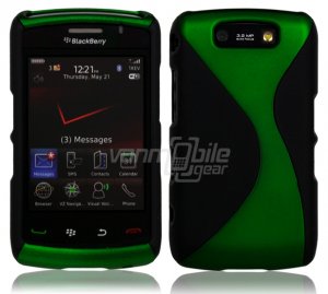 Black/Green Hard "Robotic" 2-Pc Case for BlackBerry Storm 2 9550