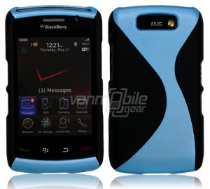 Black/Sky Blue Hard "Robotic" 2-Pc Case for BlackBerry Storm 2 9550