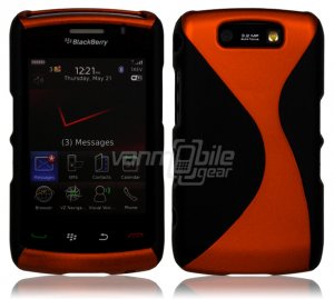 Black/Orange Hard "Robotic" 2-Pc Case for BlackBerry Storm 2 9550