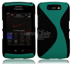 Black/Turquoise Hard "Robotic" 2-Pc Case for BlackBerry Storm 2 9550