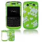 Green/White Skulls Design Hard Faceplate Case for BlackBerry Bold 9700