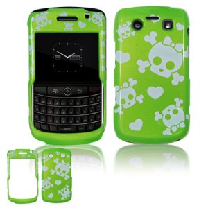 Green/White Skulls Design Hard Faceplate Case for BlackBerry Bold 9700