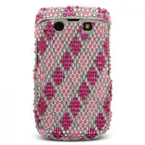 Pink "Diamonds Are Forever" Hard Gem Bling Faceplate Case for BlackBerry Bold 9700
