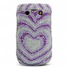 Purple/Silver Heart Hard Bling Case for BlackBerry Bold 9700