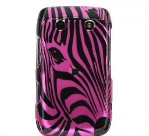 Pink Zebra Face Design Hard 2-Pc Snap On Faceplate Case for BlackBerry Bold 9700