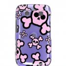 Purple/Pink Skulls Design Hard 2-Pc Snap On Faceplate Case for BlackBerry Bold 9700
