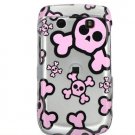 Silver/Pink Skulls Design Hard 2-Pc Snap On Faceplate Case for BlackBerry Bold 9700