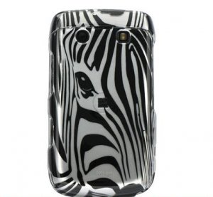 Silver Zebra Face Design Hard 2-Pc Snap On Faceplate Case for BlackBerry Bold 9700
