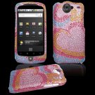 Colorful Hearts Design Hard Gem Bling Case for Google Nexus One