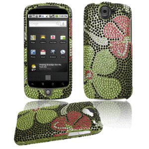 Green Design Hard Gem Bling Case for Google Nexus One