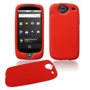 Soft Rubber Silicone Skin Cover Case for Google Nexus One - Red