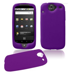 Soft Rubber Silicone Skin Cover Case for Google Nexus One - Purple