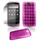 Pink Hard "Semi-Transparent" Gel Argyle Design Cover for Google Nexus One