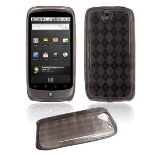 Black/Smoke Hard "Semi-Transparent" Gel Argyle Design Cover for Google Nexus One