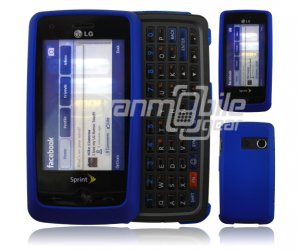 Dark Blue Hard 2-Pc "Rubberize" Plastic Snap On Faceplate Case for LG Rumor Touch (Sprint)