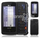Black Hard 2-Pc "Rubberize" Plastic Snap On Faceplate Case for LG Rumor Touch (Sprint)