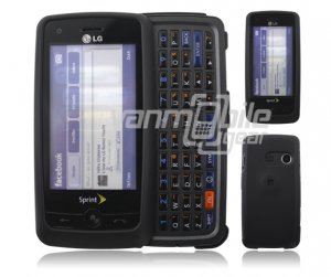 Black Hard 2-Pc "Rubberize" Plastic Snap On Faceplate Case for LG Rumor Touch (Sprint)