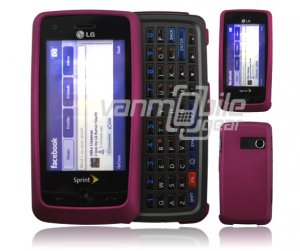 Hot Pink Hard 2-Pc "Rubberize" Plastic Snap On Faceplate Case for LG Rumor Touch (Sprint)