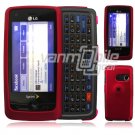 Red Hard 2-Pc "Rubberize" Plastic Snap On Faceplate Case for LG Rumor Touch (Sprint)