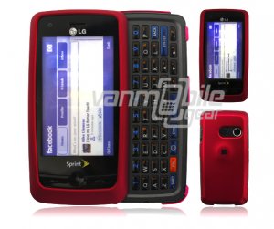 Red Hard 2-Pc "Rubberize" Plastic Snap On Faceplate Case for LG Rumor Touch (Sprint)
