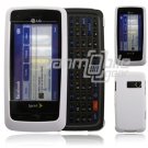 White Hard 2-Pc "Rubberize" Plastic Snap On Faceplate Case for LG Rumor Touch (Sprint)