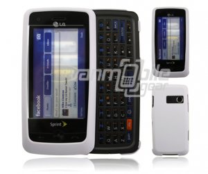 White Hard 2-Pc "Rubberize" Plastic Snap On Faceplate Case for LG Rumor Touch (Sprint)