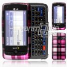 Pink Design Hard 2-Pc Snap On Faceplate Case for LG Rumor Touch (Sprint)