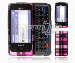 Pink Design Hard 2-Pc Snap On Faceplate Case for LG Rumor Touch (Sprint)