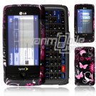 Pink/Black Butterfly Design Hard 2-Pc Snap On Faceplate Case for LG Rumor Touch (Sprint)