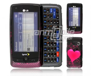 Red Heart Design Hard 2-Pc Snap On Faceplate Case for LG Rumor Touch (Sprint)