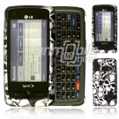 Black/Silver Skulls Design Hard 2-Pc Snap On Faceplate Case for LG Rumor Touch (Sprint)